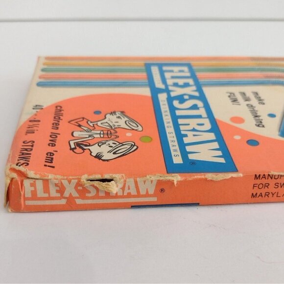 Vintage 1950s Flex Straw Drinking Paper Straws 8-1/4" Original Box 35ct - Picture 7 of 8